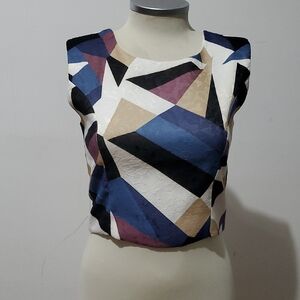Colorful Geometric Sleeveless Blouse